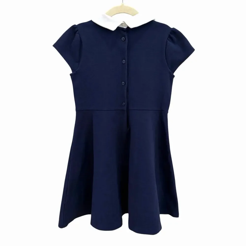 Janie And Jack Girls Button Collared Pointe Dress Merchant Marine Size 6